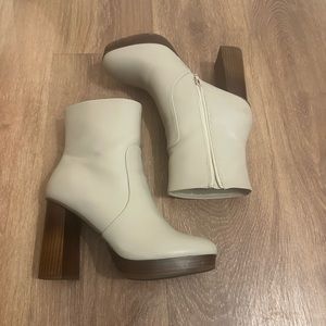 DV by Dolce Vita Cream boots wood bottom 4 inch round heel